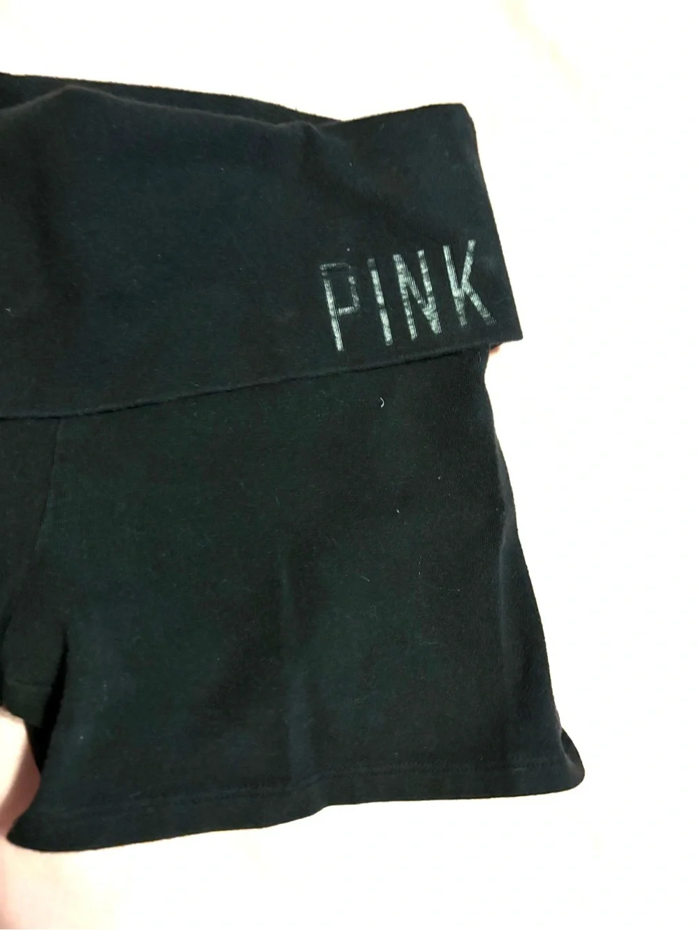 PINK Victoria's Secret Black Fold-Over Yoga Shorts - Picture 3 of 6